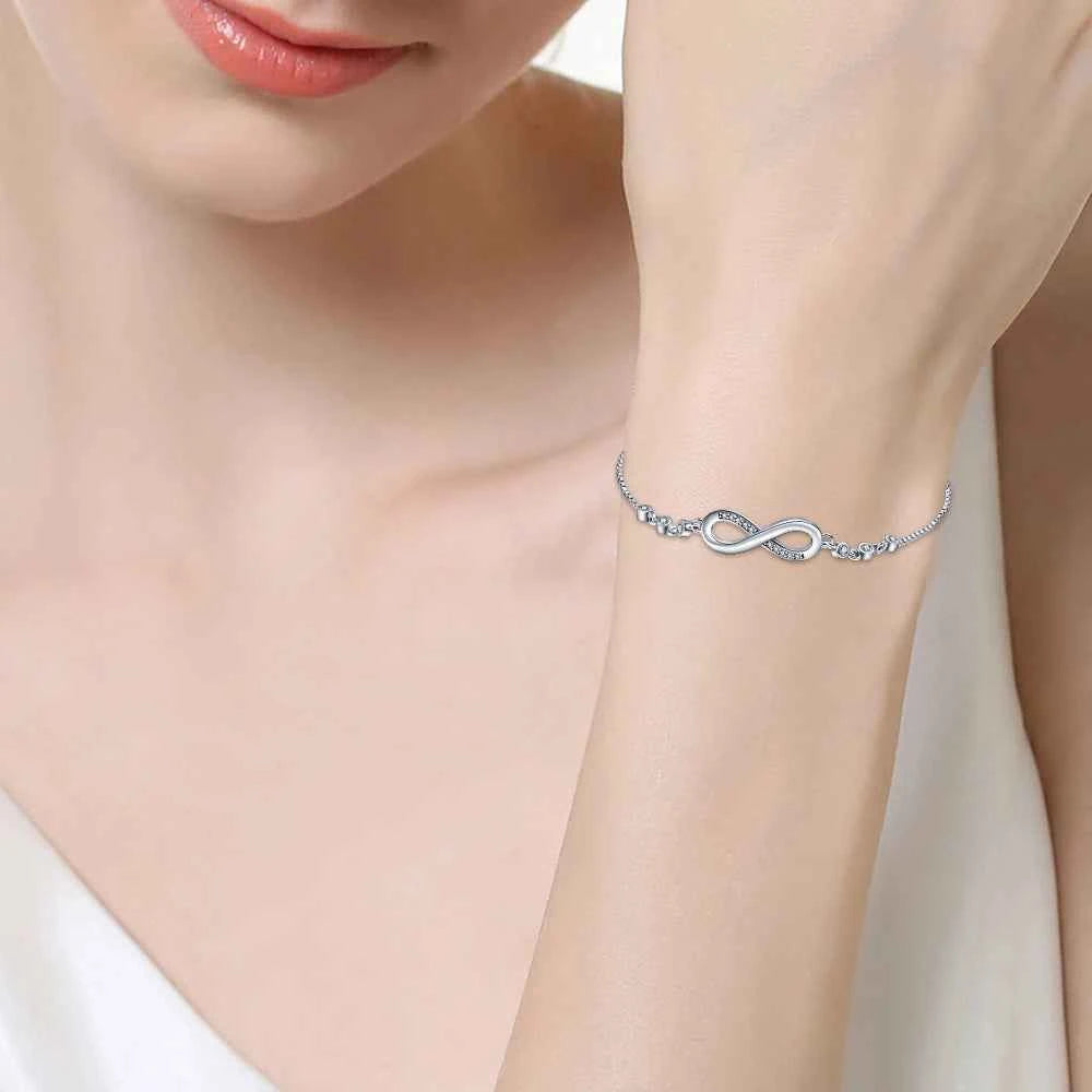 Stunning 925 Silver Zircon Bracelet - Luxury Lucky Symbol Jewelry