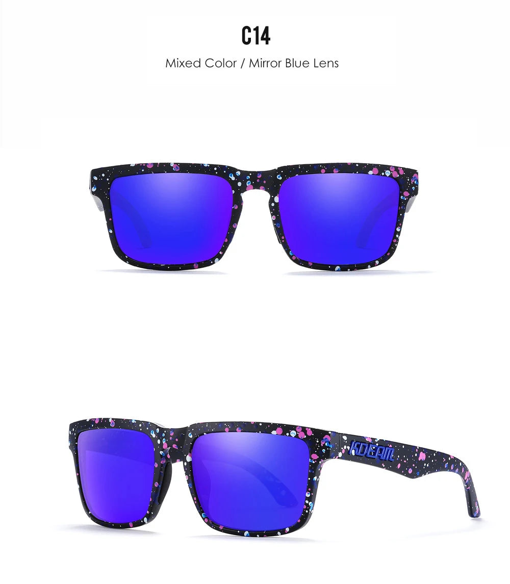 Premium Men Square Sunglasses - Polarized UV Protection & Mirrored Lens