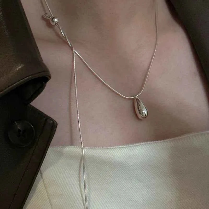 Luxury Sterling Silver Drop Necklace - Elegant Fine Jewelry