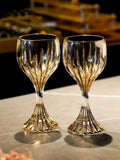 Elegant Crystal Gold Trim Wine Glass - Lead-Free & Stylish