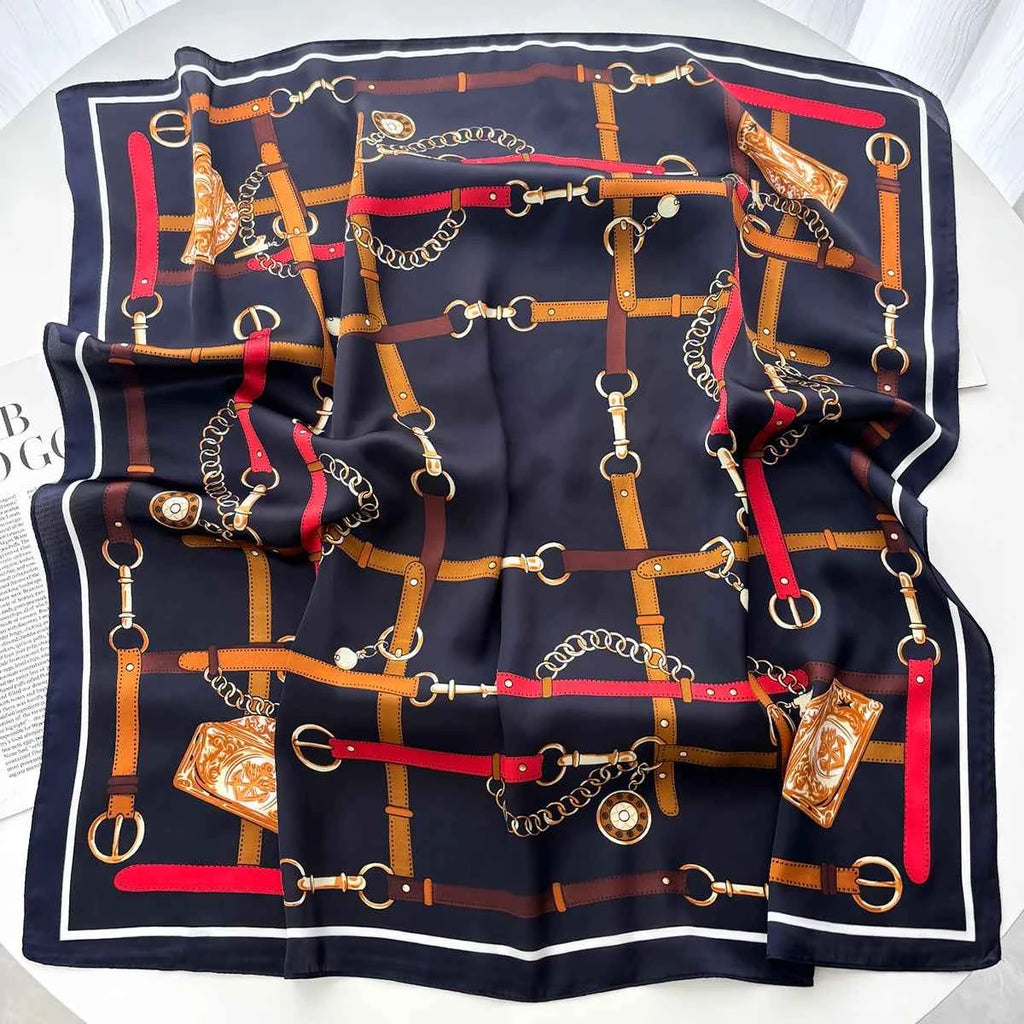 Elegant Square Satin Scarf - Soft Neckerchief & Headband