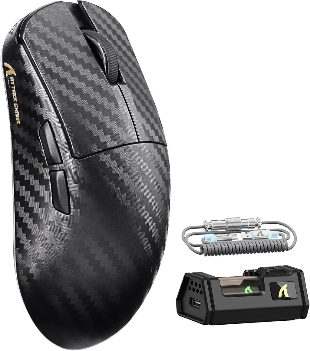 Premium Carbon Fiber Gaming Mouse - Ultra-Light 49g & 8K Wireless
