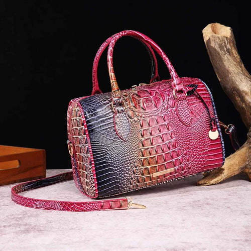 Elegant Crocodile Pattern Boston Bag