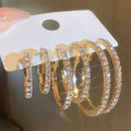Luxury Rhinestone Hoop Earrings - Sparkling Gold Circle Design