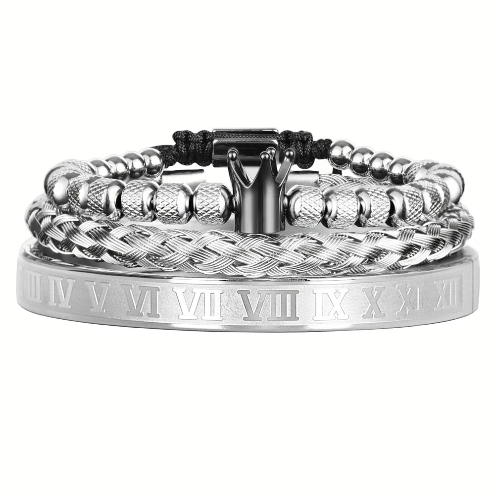 Luxury Men's Royal Crown Bracelet - Adjustable Stainless Steel