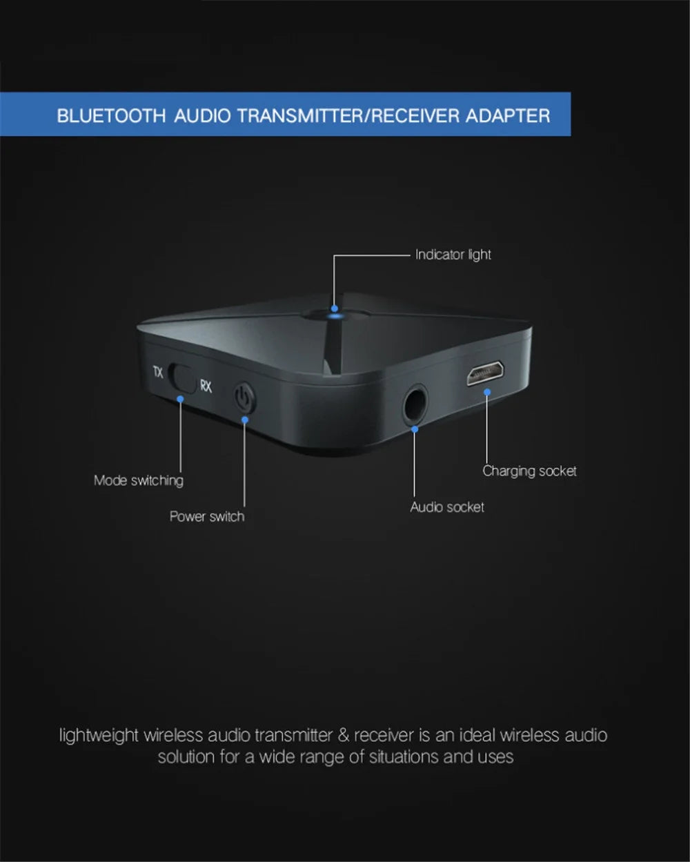 Premium Bluetooth TV Headset with Wireless Adapter - Over-Ear TV Headphones
