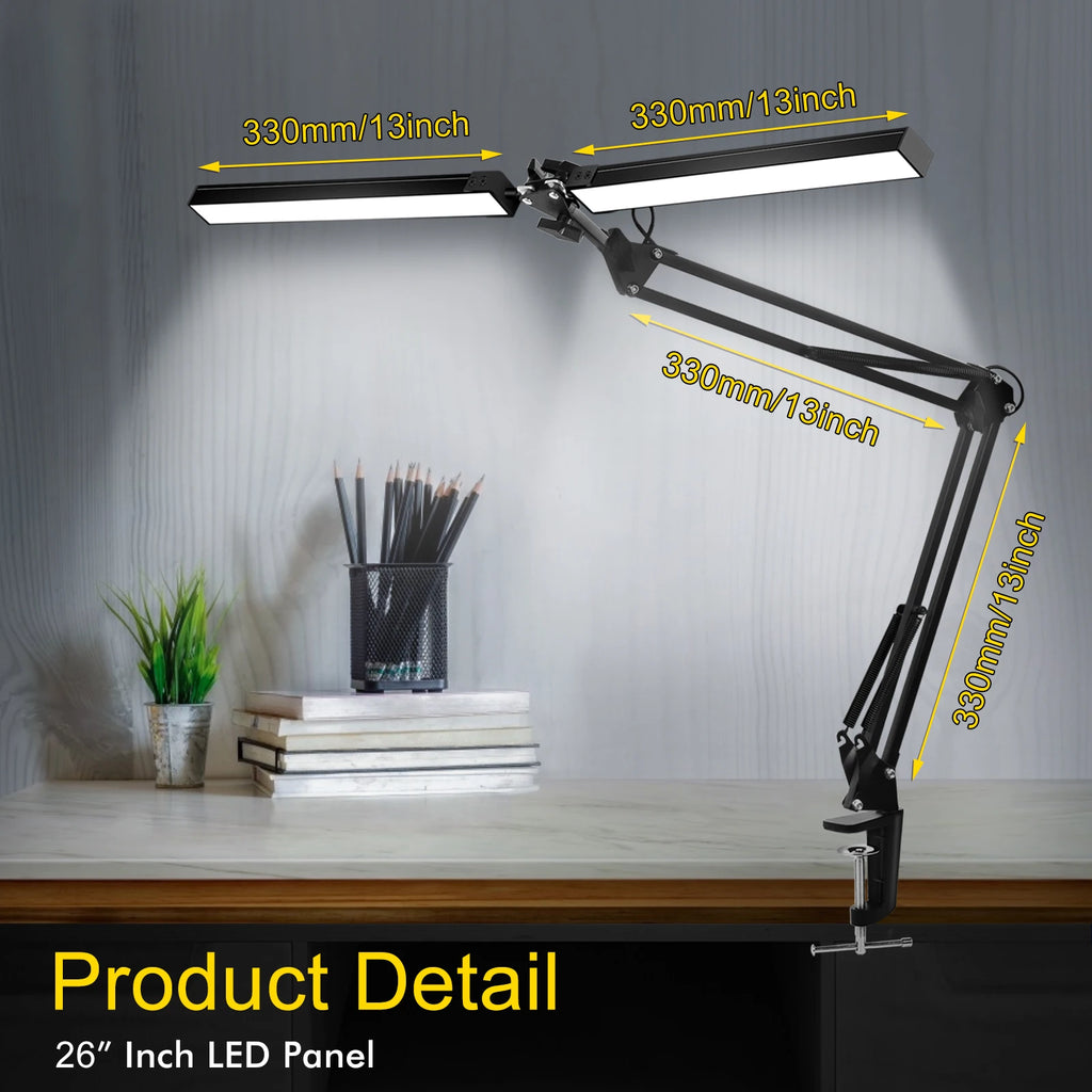 Premium LED Desk Lamp with Clamp - Auto Dimming & Bright