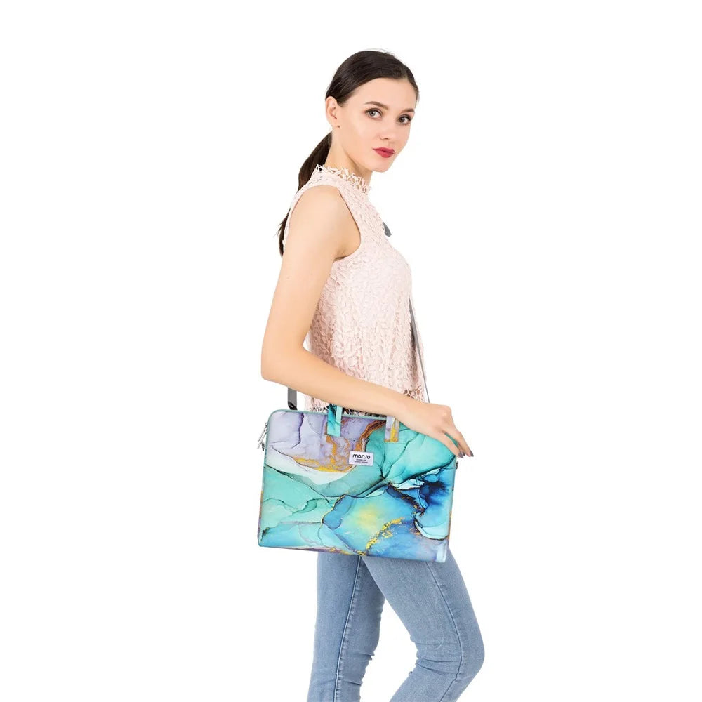 Premium Laptop Shoulder Bag - Water-Resistant Canvas Briefcase