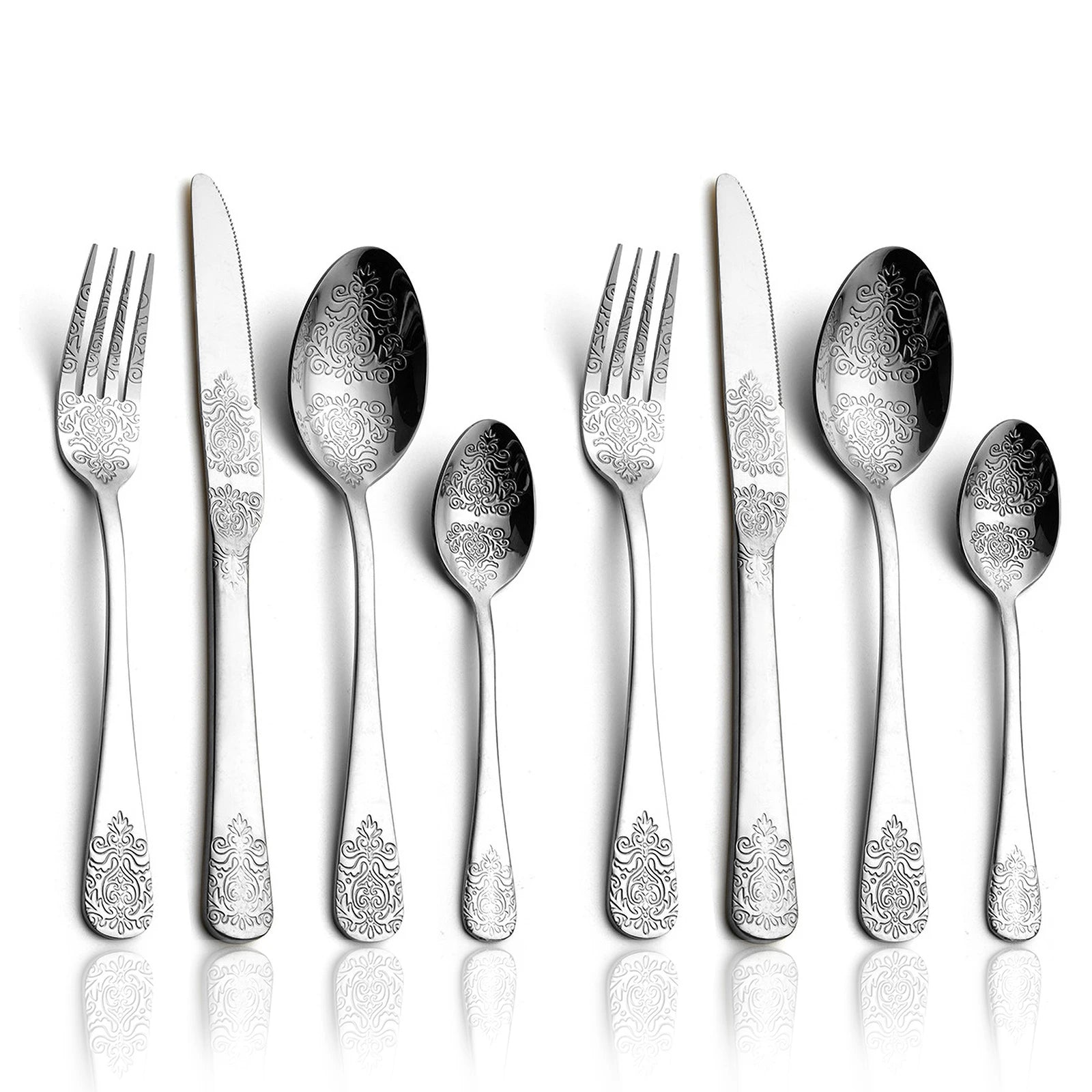 Elegant Vintage Carved Flatware Set - 304 Stainless Steel