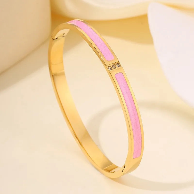 Elegant Stackable Bangles - Sparkling Zirconia Stainless Steel Set
