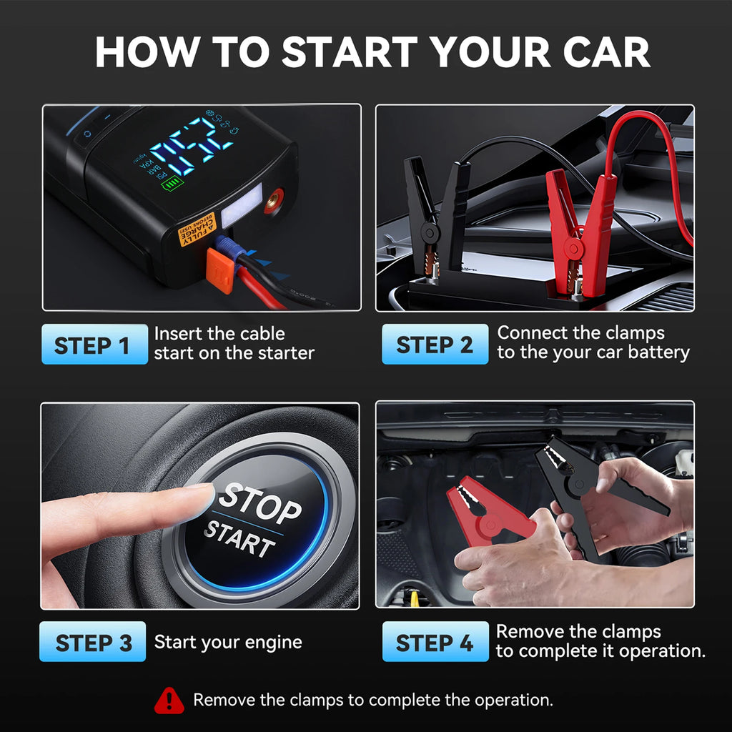 Portable Car Jump Starter - 26800mAh 12V Power Bank & Booster