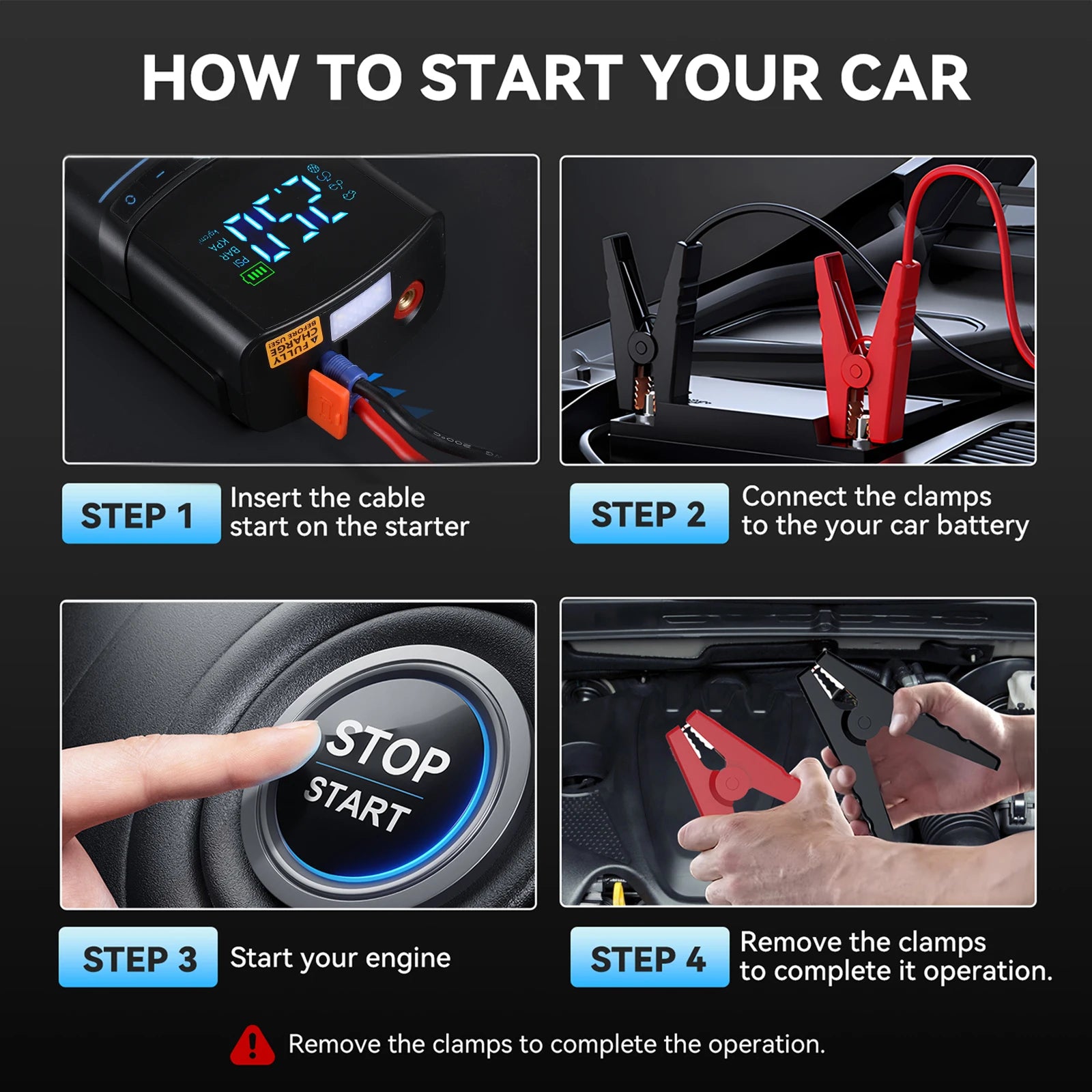 Portable Car Jump Starter - 26800mAh 12V Power Bank & Booster