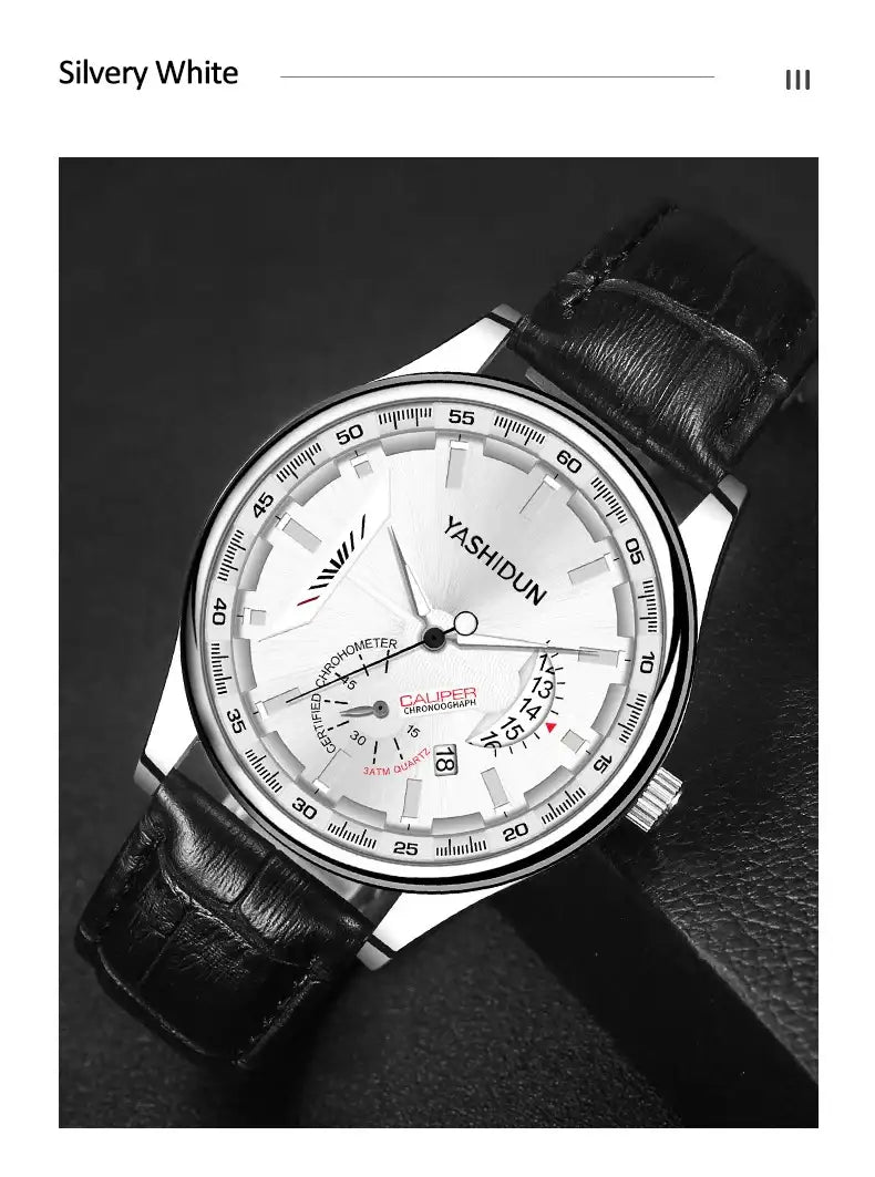 Premium Men's Luminous Quartz Watch - Waterproof Leather