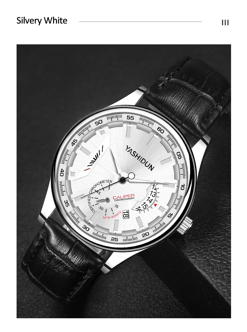 Premium Men's Luminous Quartz Watch - Waterproof Leather