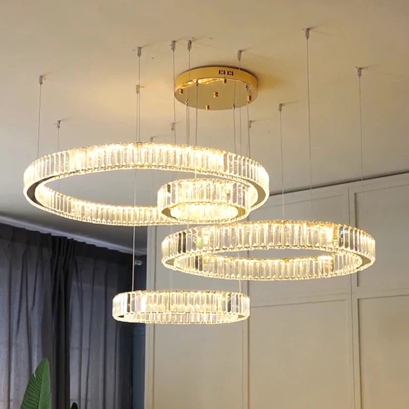Elegant Crystal Ring Chandelier - Modern Dining Room Lighting