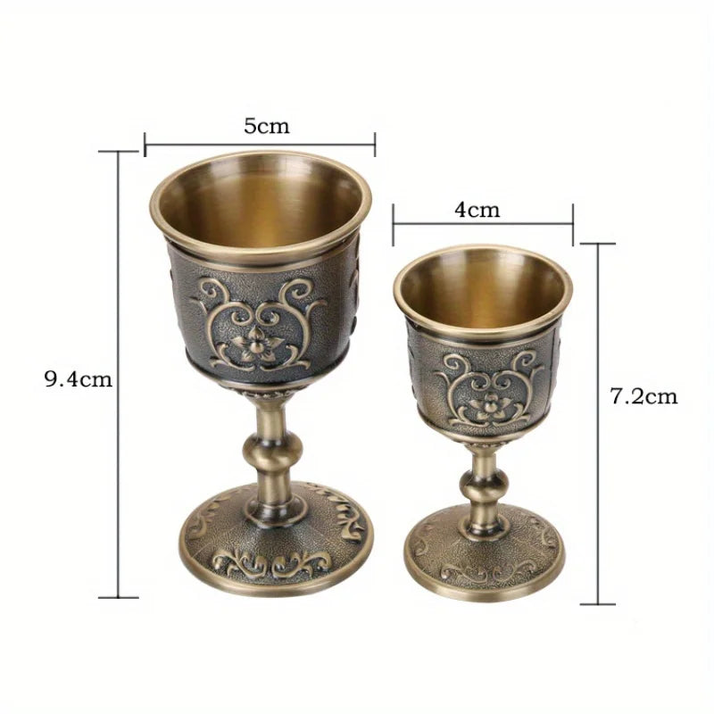 Elegant Vintage Metal Wine Goblet - European Style Drinkware