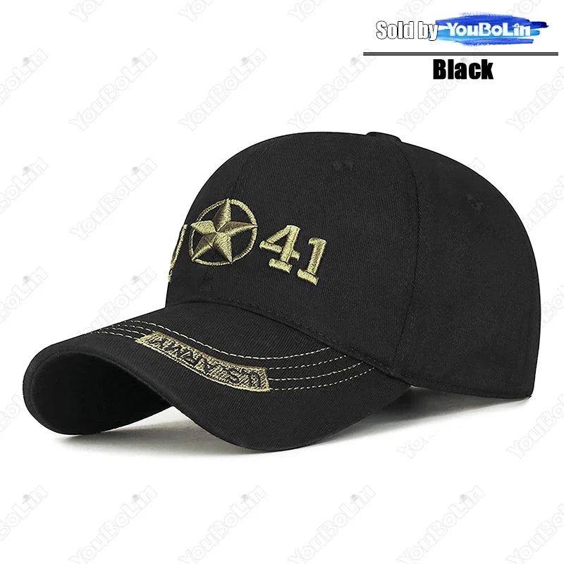 Military Style 1941 Embroidered Baseball Cap Sun Hat Trucker Hat- Adjustable Army Dad Hat for Men, Vintage Tactical Design - Tulique