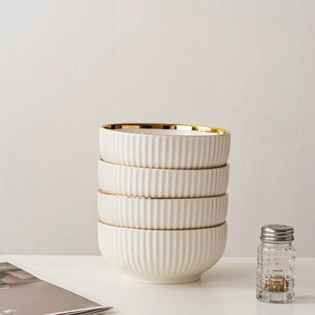 Elegant Gold Ceramic Dinnerware Set - Hotel-Grade Quality