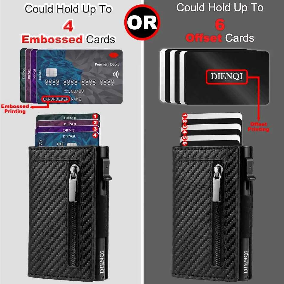 Rfid Blocking Credit Card Holder Men Wallet Luxury Pop Up Slim Thin Minimalist Wallet Bank Cardholder Case Black Vallet for Men