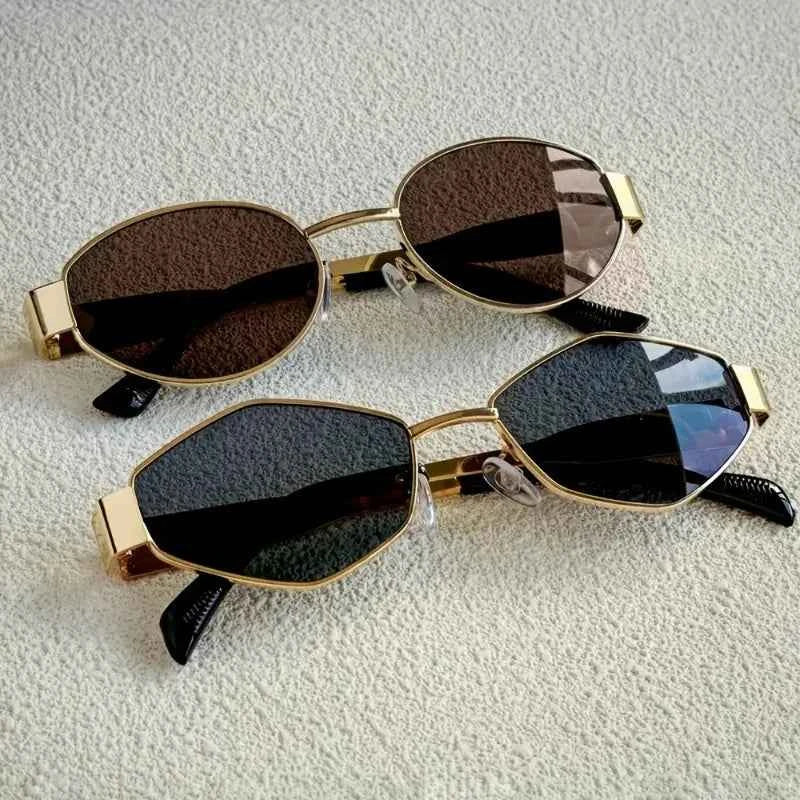 Trendy Rhombus Oval Fashion Glasses Set - 2pcs UV400