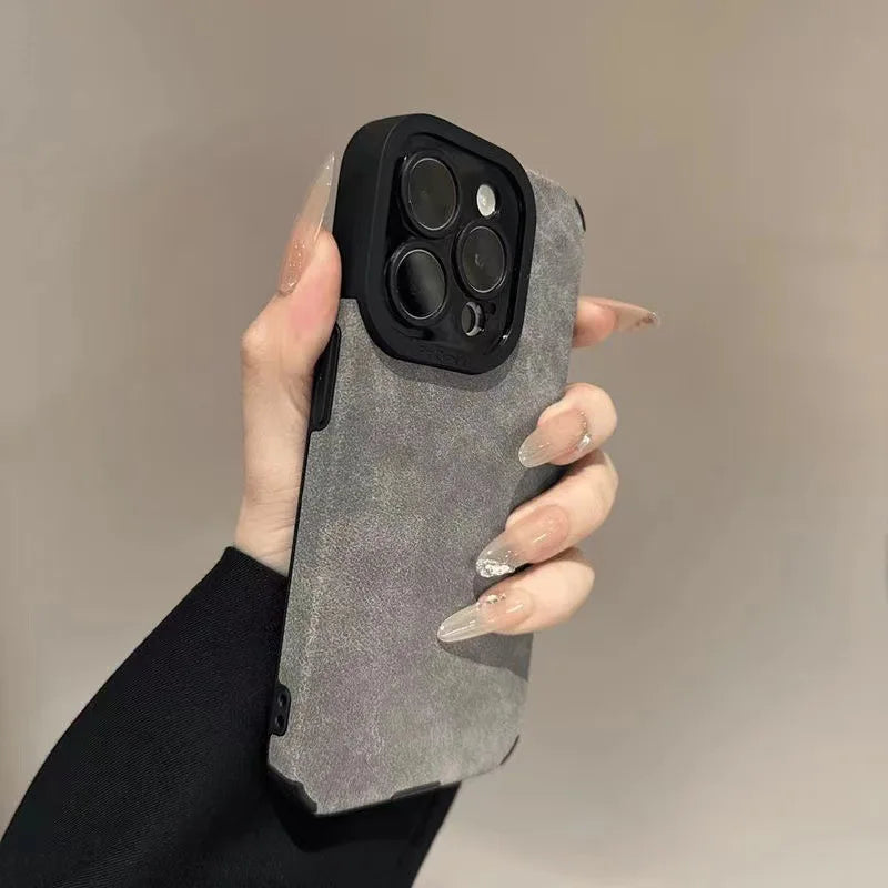 Luxury Matte Leather Silicone Phone Case - Shockproof Soft Cover