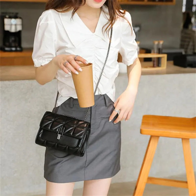 Elegant Mini Plaid Crossbody Bag - Classic Flap Purse