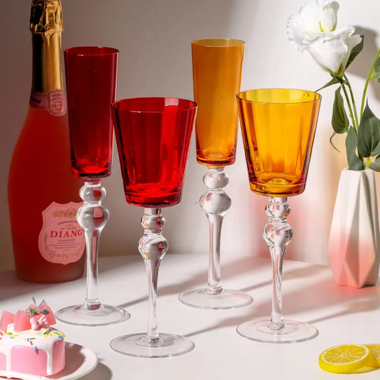 Elegant High-Footed Premium Wine Glass - Creative Bubble Design