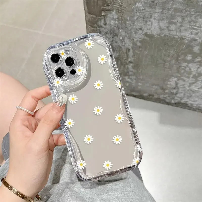 Premium Daisy iPhone Case - Soft TPU Wavy Edge Design