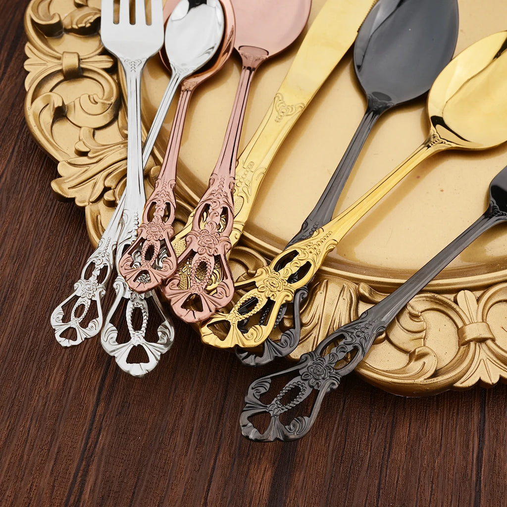 Elegant Rose Gold Dinnerware Set - 20-Piece Flatware