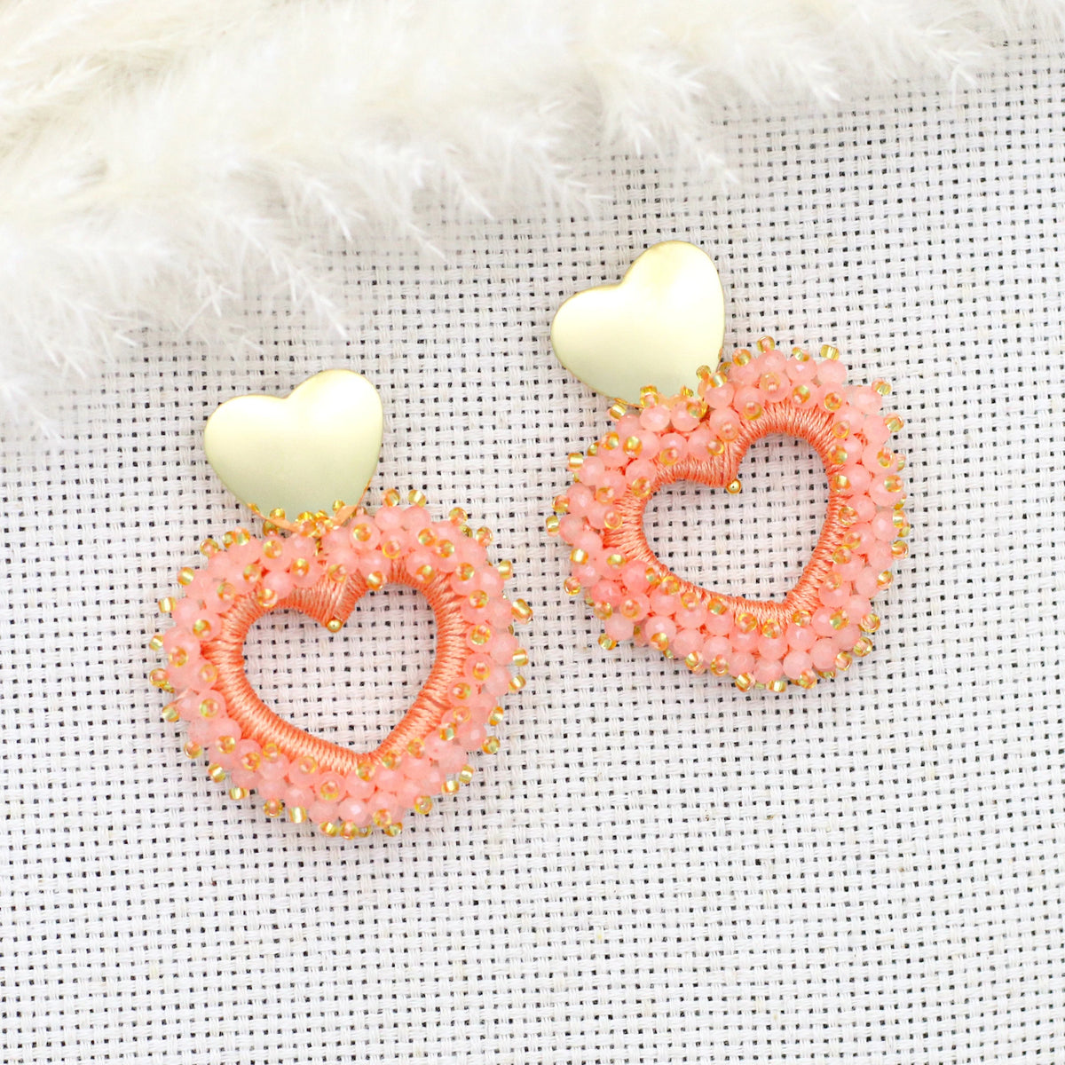 Elegant Heart Shape Drop Earrings - Handmade Crystal Jewelry