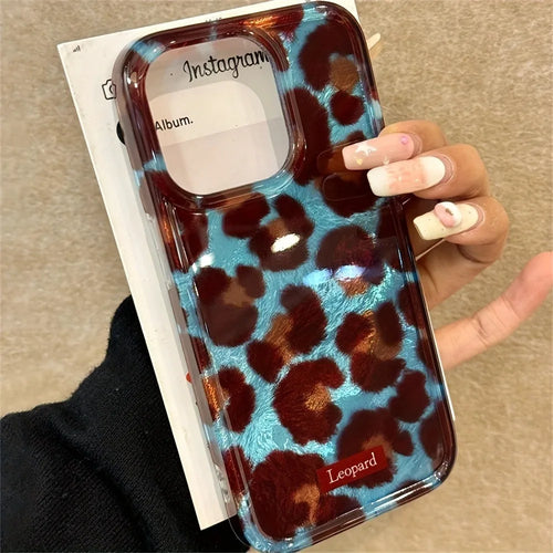 Leopard Print iPhone Case - Soft TPU and PC case with smudge leopard print pattern