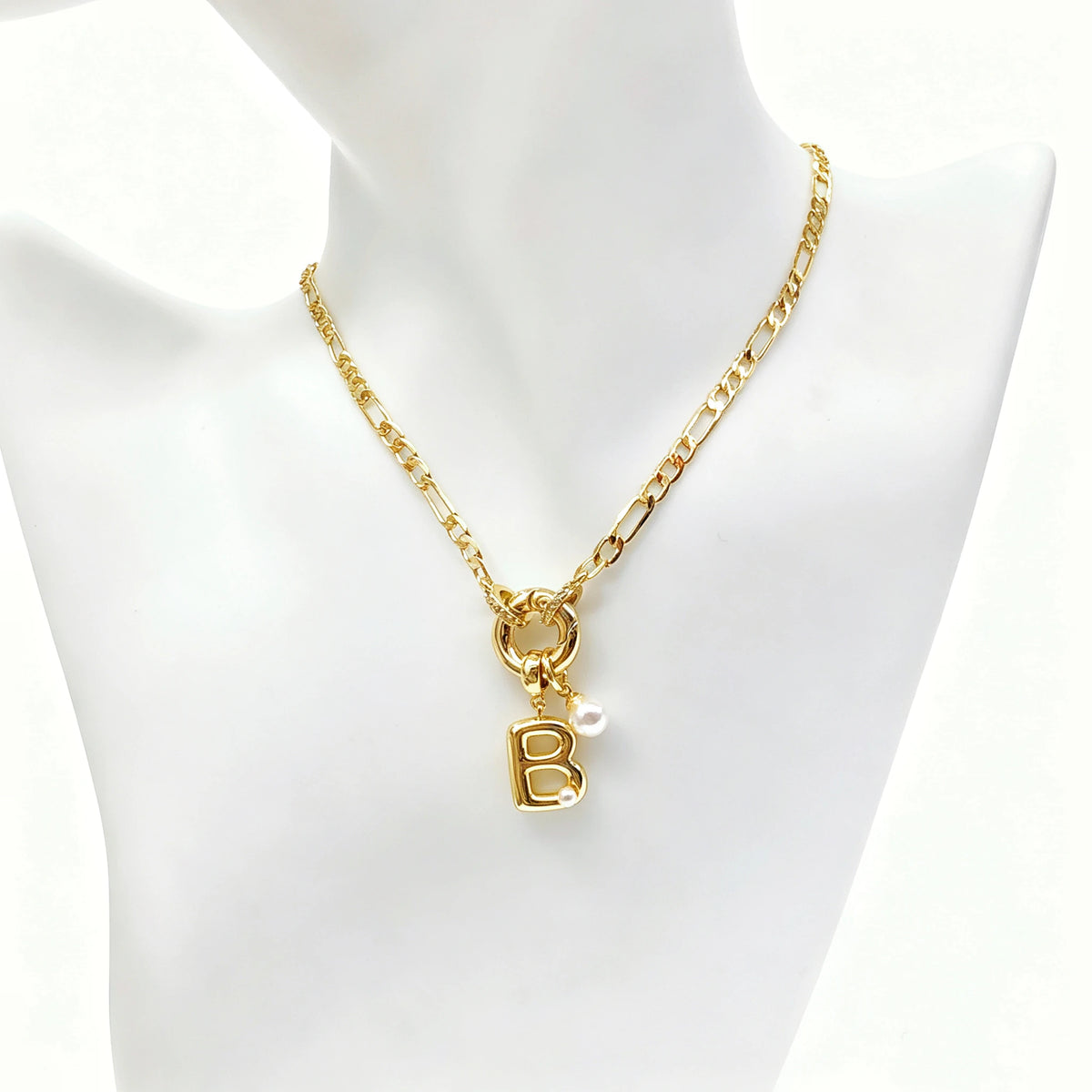 Luxury Initial Letter Pearl Necklace - Chunky Pendant Choker