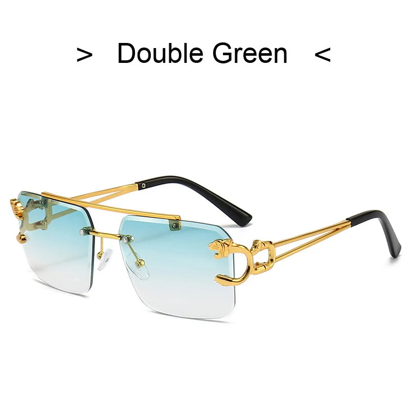 Vintage Square Sunglasses - Rimless Retro Designer Shades
