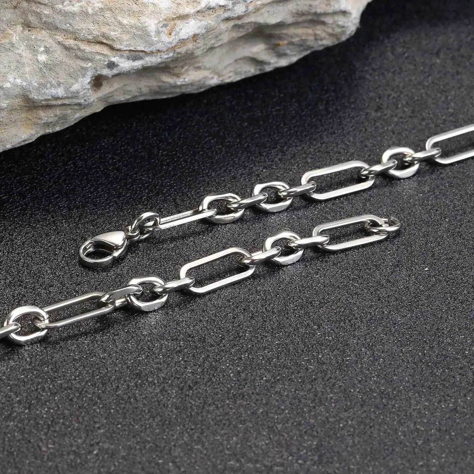 Trendy Men's Bracelet,Anti Allergy Stainless Steel Chain Links Wristband,Hip Hop Trendy Jewelry Gifts to Father BBF