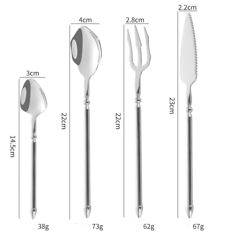 Premium 4pcs Luxury Flatware Set - Steak Knife Fork Spoon