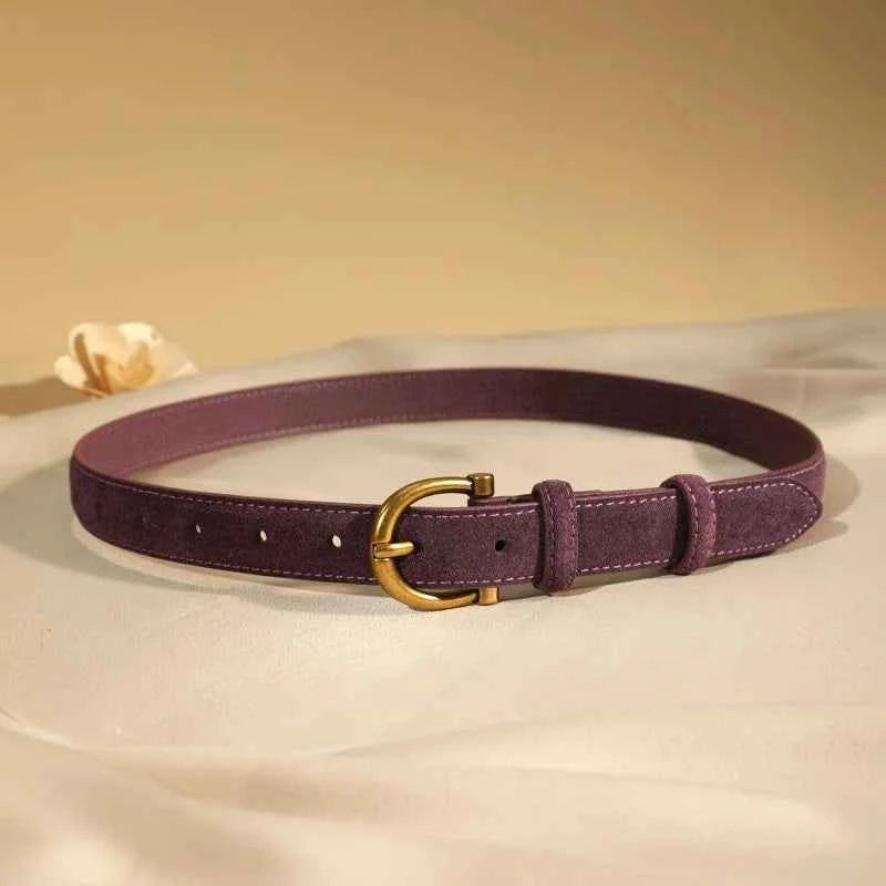 Luxury Suede Belt for Women - Gold Pin Buckle