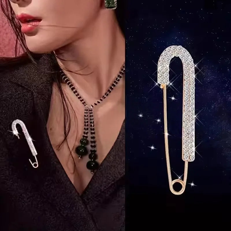 Elegant Gold Crystal Rhinestone Brooch Pin for Women