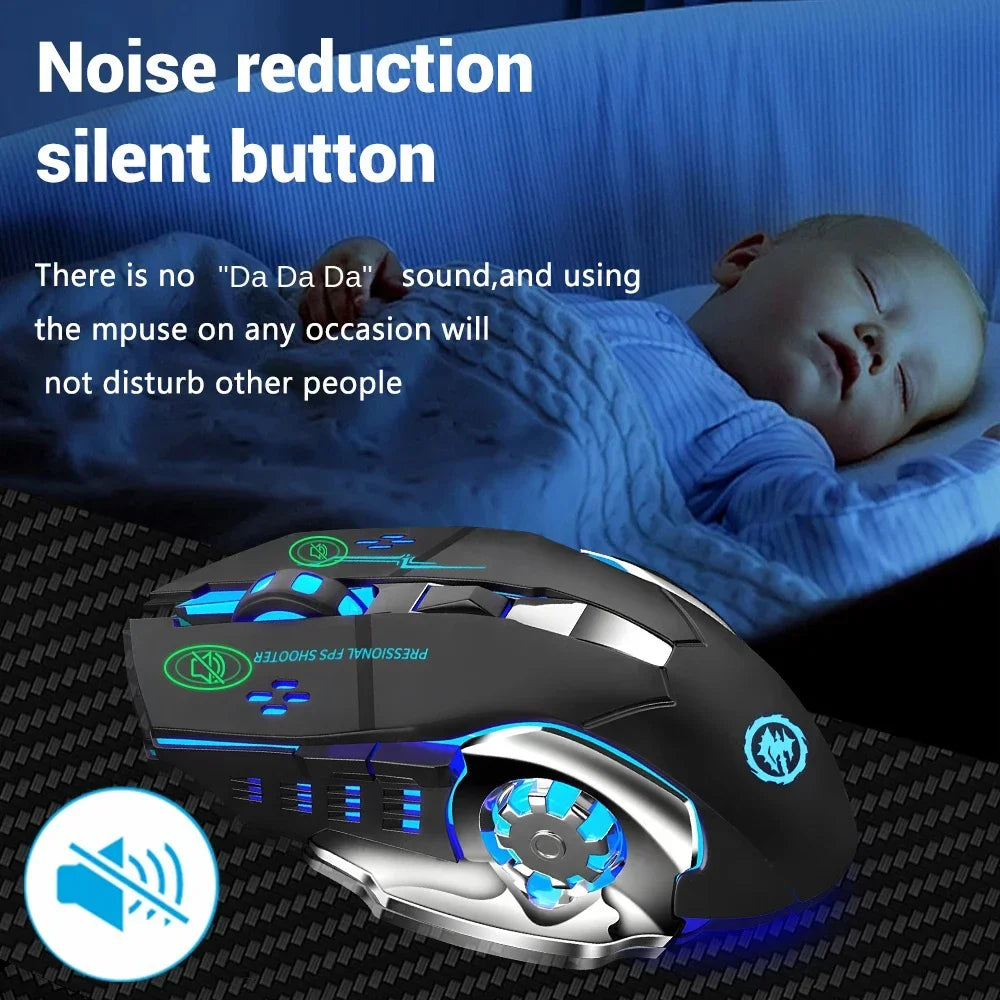 Premium Wireless Gaming Mouse - Silent, Rechargeable, 3-Level DPI
