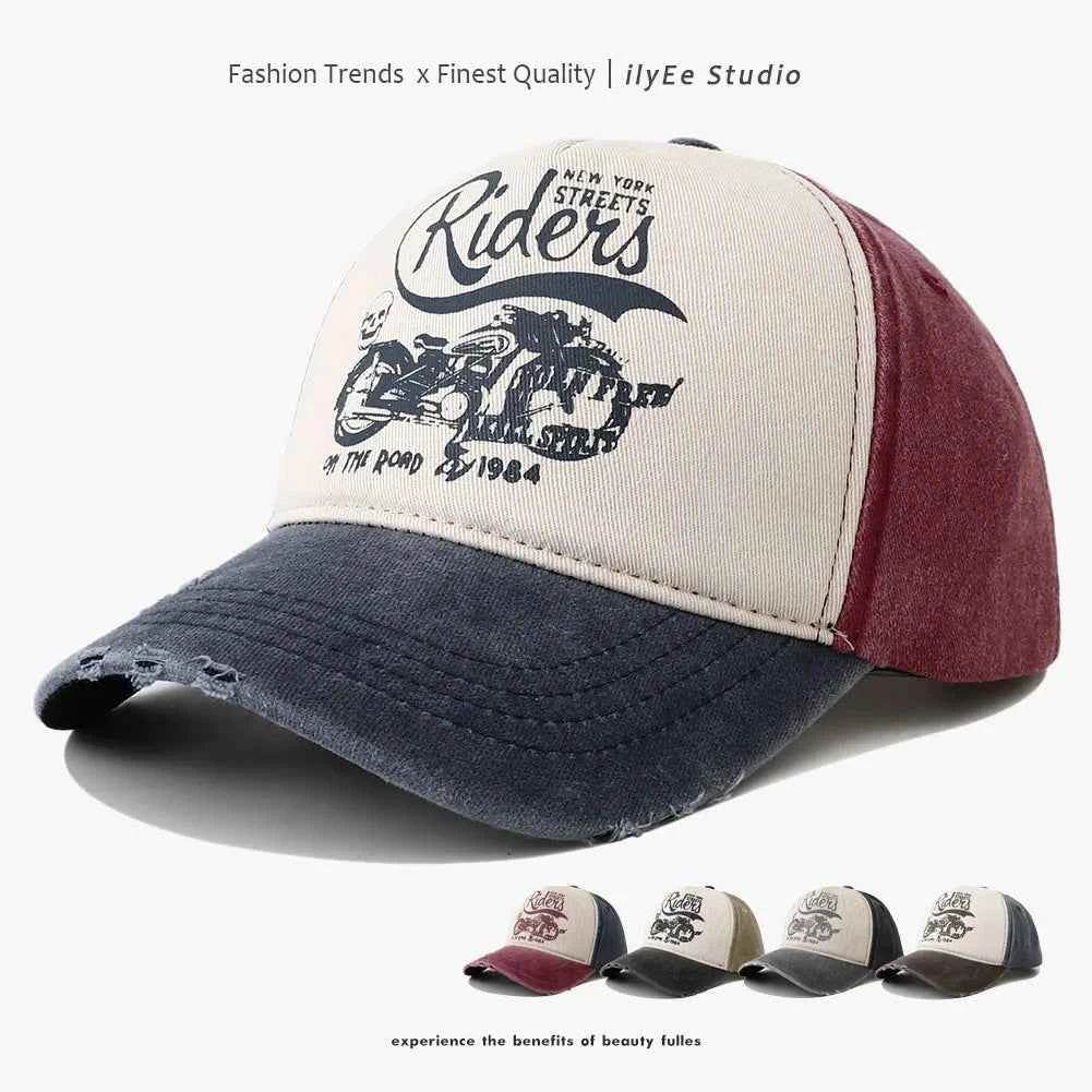 New Washed Cotton Baseball Cap for Women Men Adjustable Snapback Hats Motorcycle Print Hip Hop Dad Hat Men's Summer Cap