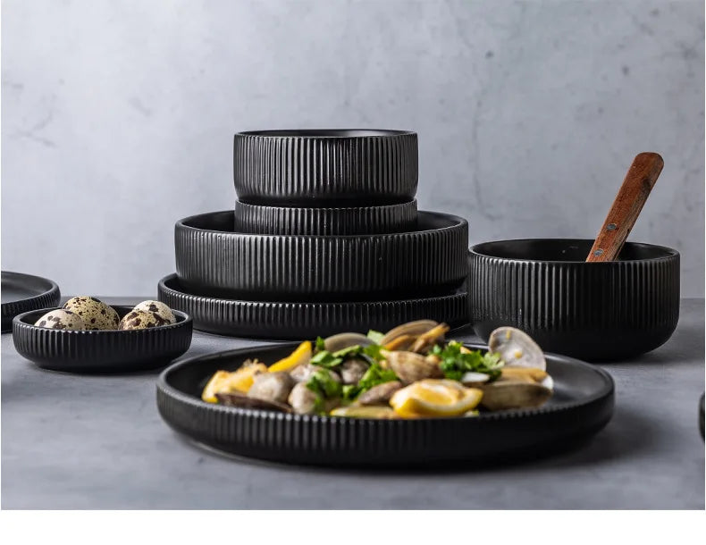 Premium Ceramic Dinnerware Set - Matte Glazed Japanese Style