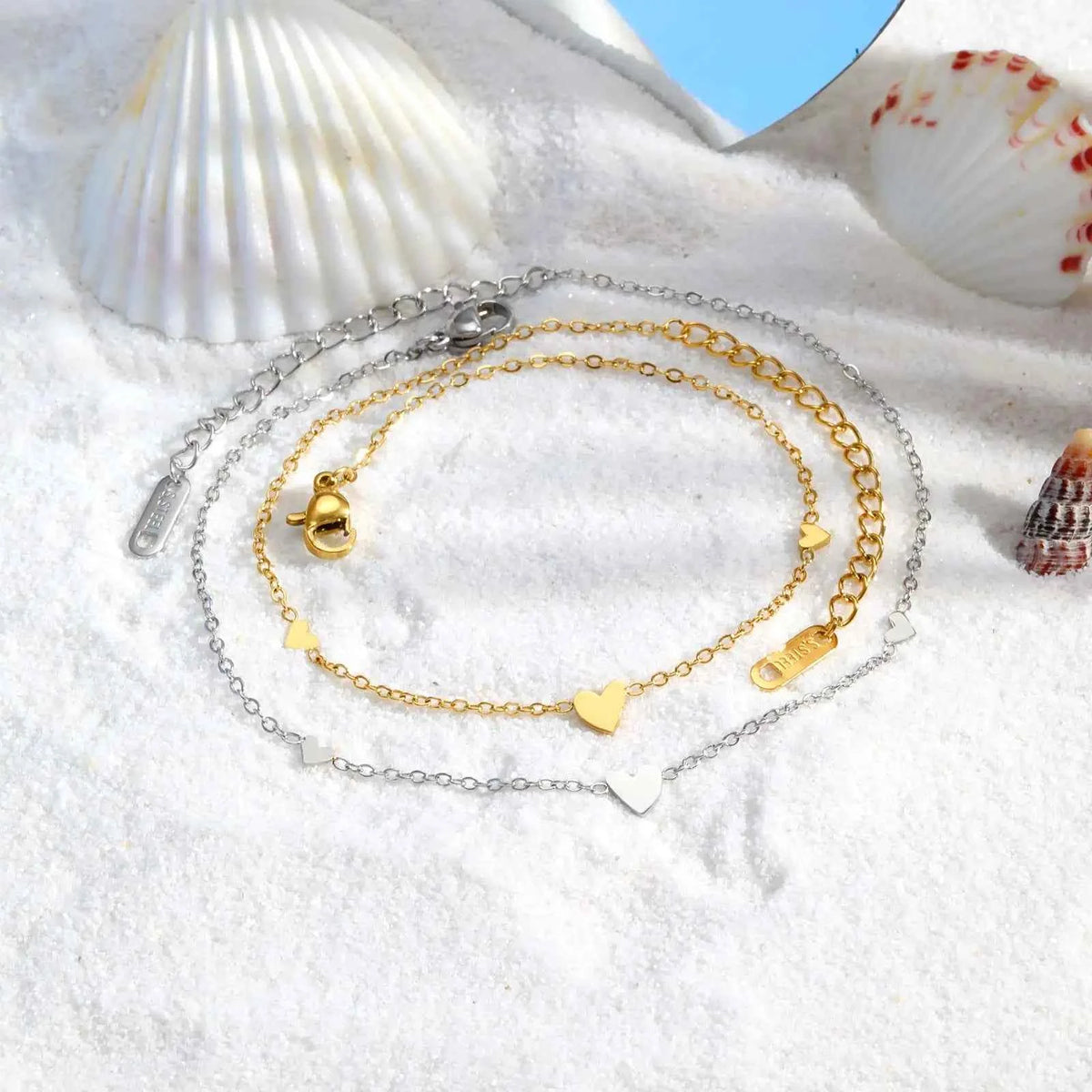 Exquisite Gold Plated Heart Anklet - Stainless Steel Foot Jewelry