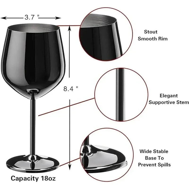 Premium Stainless Steel Wine Goblet - Durable & Elegant 500ml