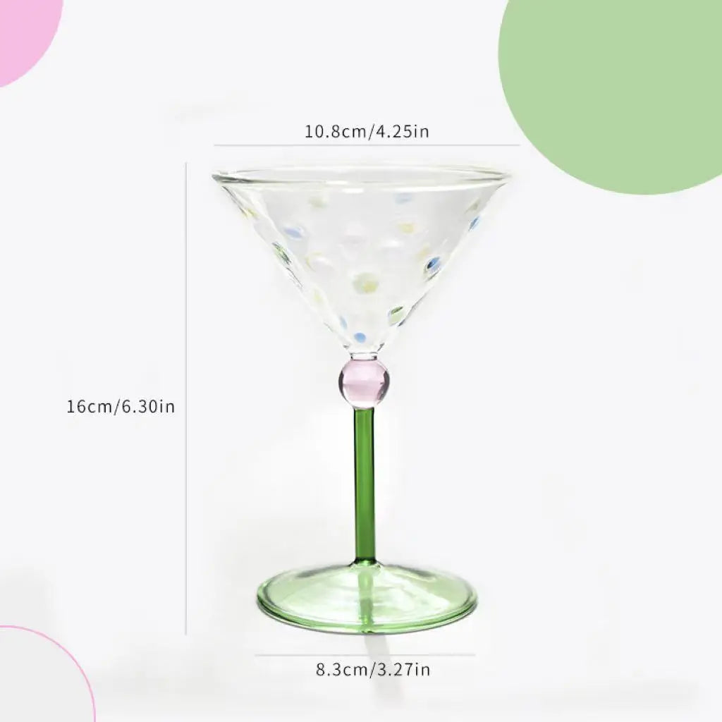 Elegant Polka Dot Glass Goblet - Vintage French Style