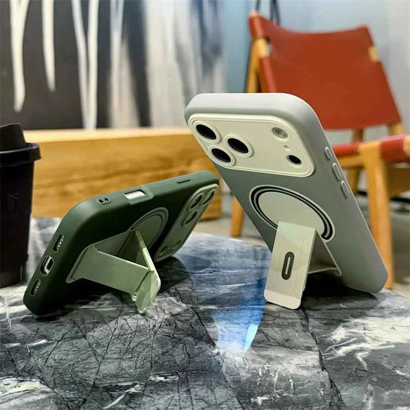 Luxury Magnetic Phone Case with Fold Stand & Camera Window