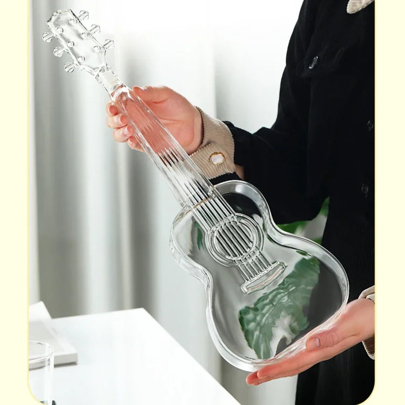Premium Glass Guitar Decanter - Elegant Wine Aerator Set