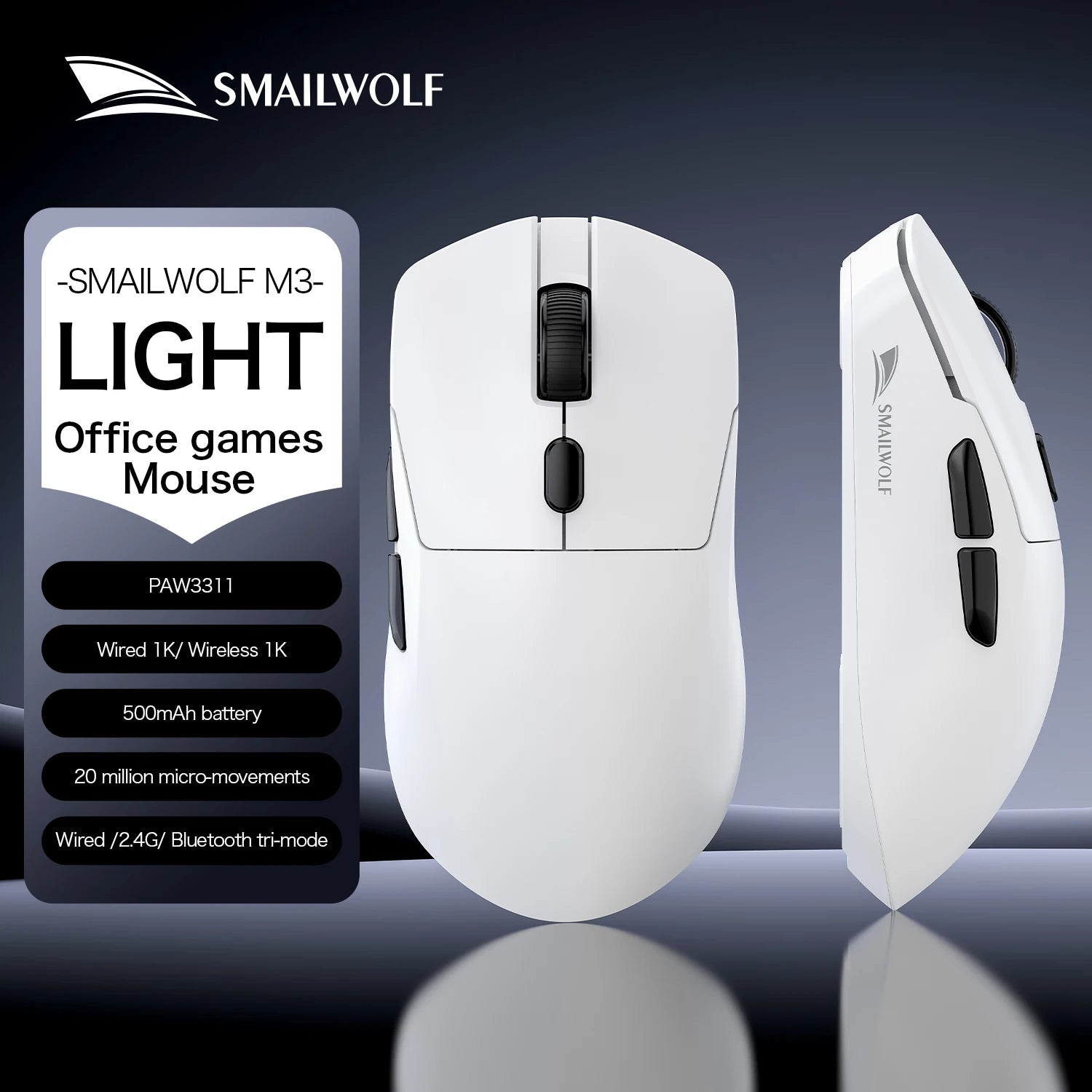 Premium Wireless Gaming Mouse - Tri-Mode PAW3311 Lightweight