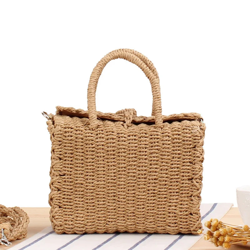 Elegant Straw Beach Bag - Handmade Bohemian Tote