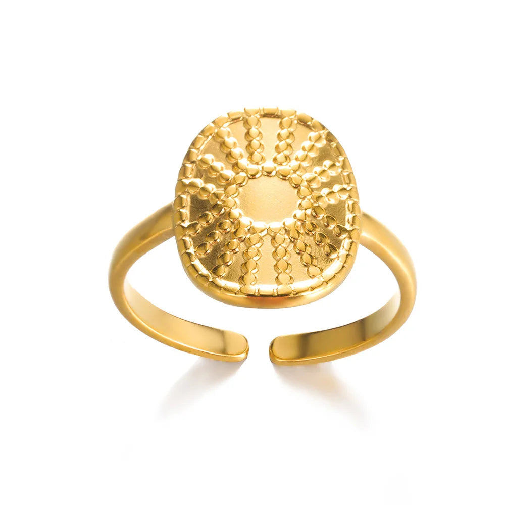 Luxury Classic Gold Stainless Steel Ring for Women