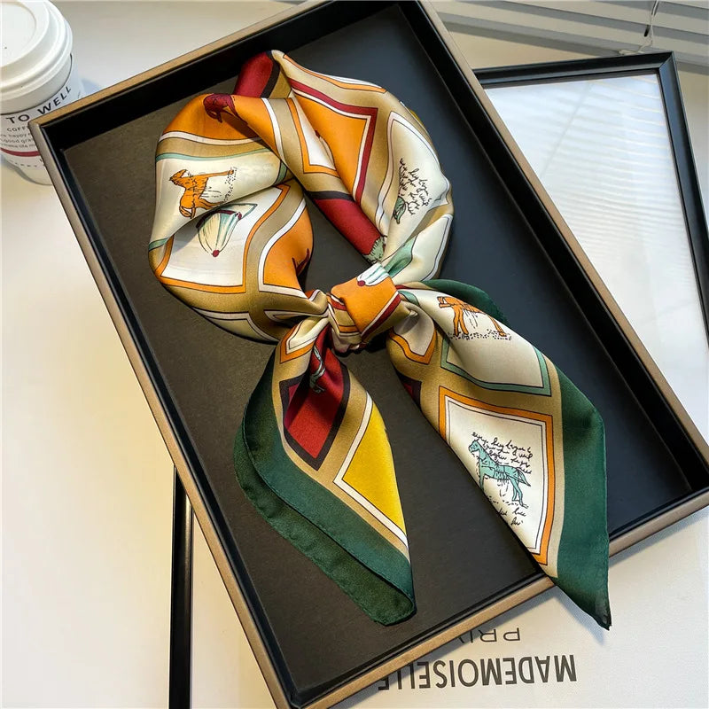 Luxury Silk Square Scarf - Elegant Satin Hair Wrap & Headband