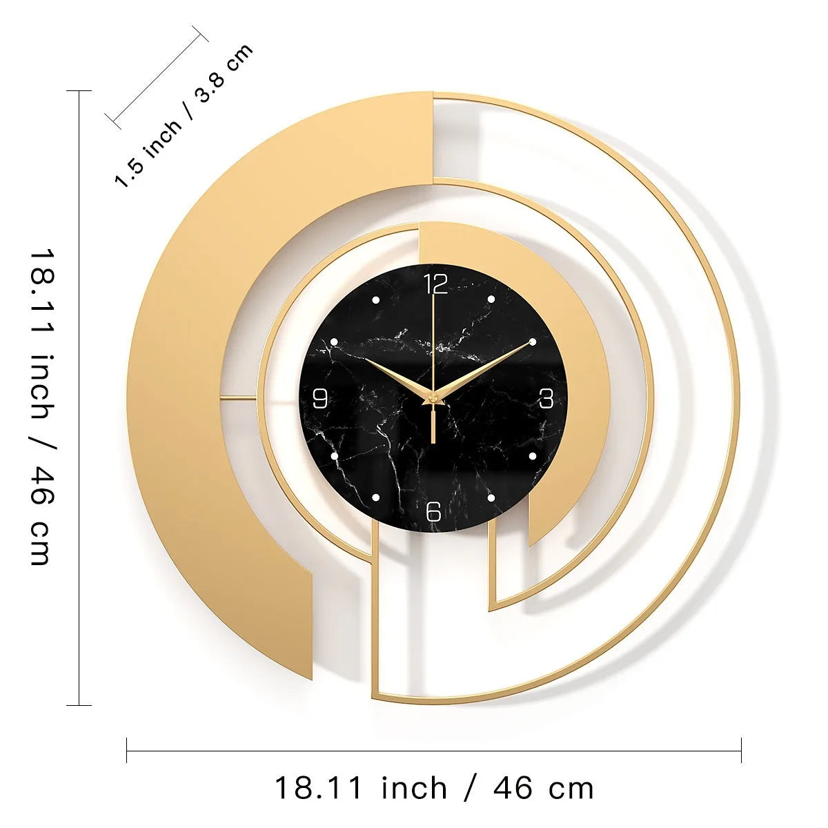 Elegant Gold Metal Wall Clock - Silent & Decorative